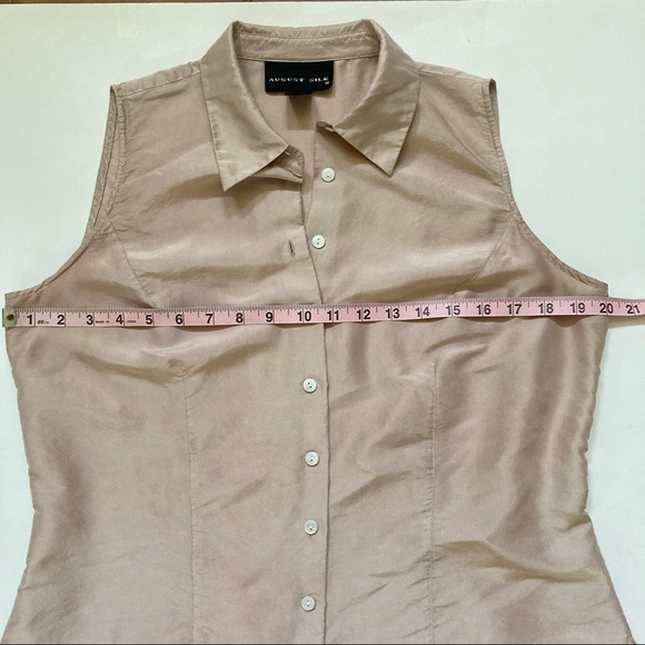 VTG 💯Silk Sleeveless Button Down Top sz L - Picture 5 of 7